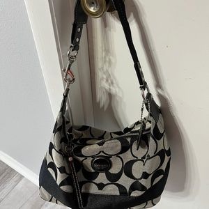 Coach Signature Stripe shoulder bag, Black